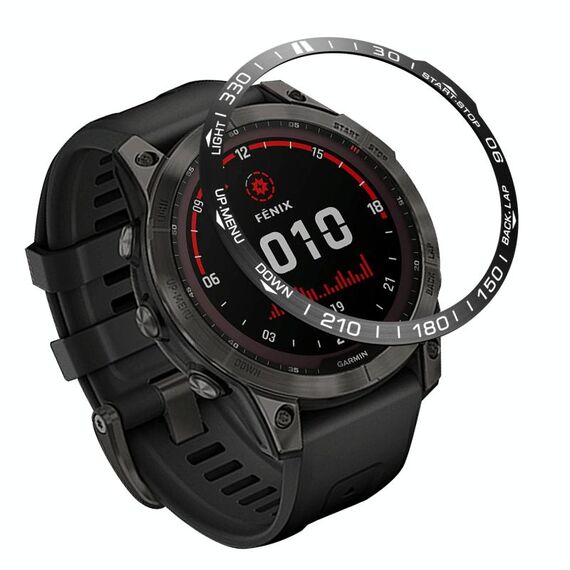 Copertina per anello di cornice con quadrante smartwatch per Garmin Fenix 7x (Black Ring White Personal)