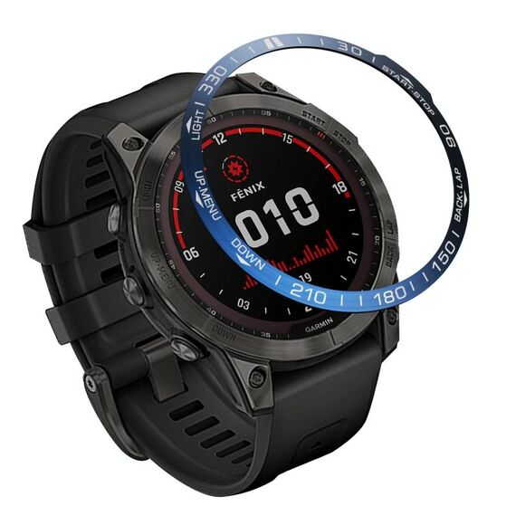 Coperchio ad anello di cornice per quadrante smartwatch per Garmin Fenix 7x (Blue Ring White Personal)