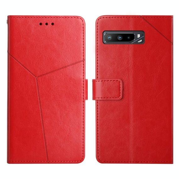 Per Asus Rog Telefono 3 Y cuciture orizzontali Flip Leth Phone Case (rosso)
