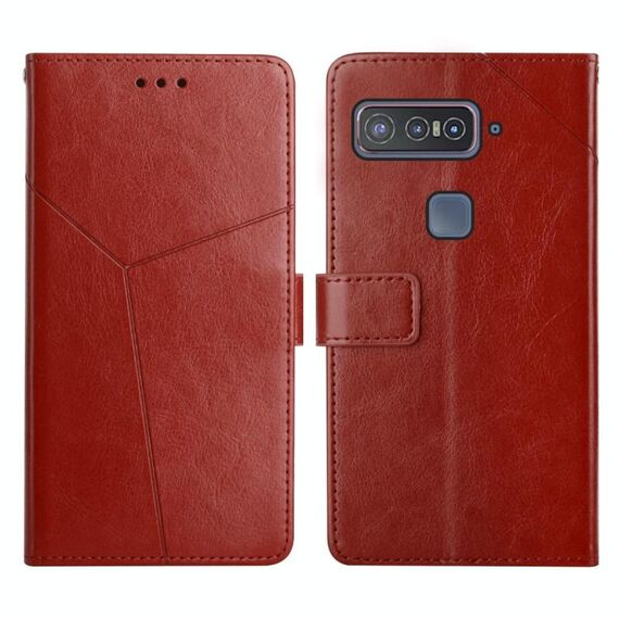 Per lo smartphone Asus per gli addetti ai lavori Snapdragon Y cucitura della custodia per telefoni in pelle di lancio orizzontale (Brown)