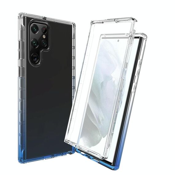 Per Samsung Galaxy S22 Ultra 5G Case di telefono a gradiente a gradiente chiaro resistente al corpo (blu)