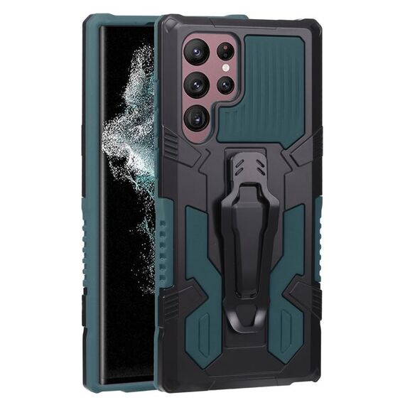 Per Samsung Galaxy S22 Ultra 5G Armor Warrior Shock Proof PC + TPU Telefono (Army Green)