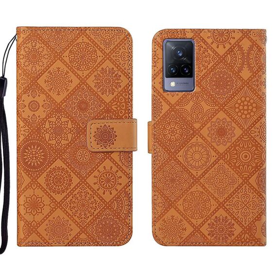 Per Vivo V21 Ethnic Ethnic Excreated Pelle Telefono in pelle (Brown)