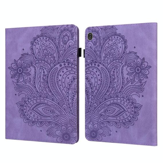 Per Lenovo M10 Plus 3a generazione Custodia per tablet in pelle con motivo pavone da 10,6 pollici (viola)