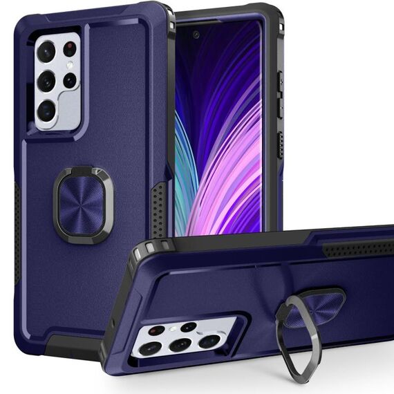 Per Samsung Galaxy S22 Ultra 5G 3 in 1 Hel Hold PC + TPU Telefono (Navy Blue)