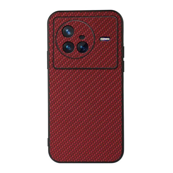 Per Custodia per telefono per texture in fibra di carbonio X80 (rosso)
