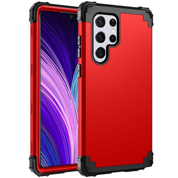 Per Samsung Galaxy S22 Ultra 5G PC + Custodia al telefono silicone (Red + Black)