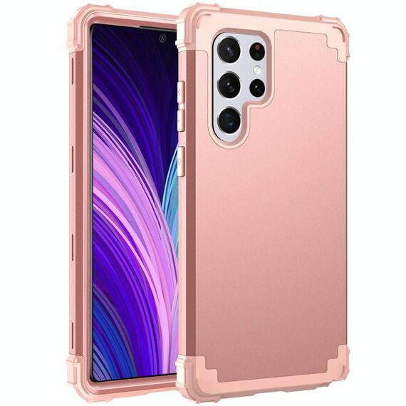 Per Samsung Galaxy S22 Ultra 5G PC + Custodia al telefono in silicone (oro rosa)