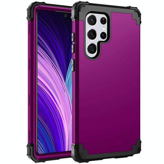 Per Samsung Galaxy S22 Ultra 5G PC + Custodia al telefono silicone (Purple scuro + nero)
