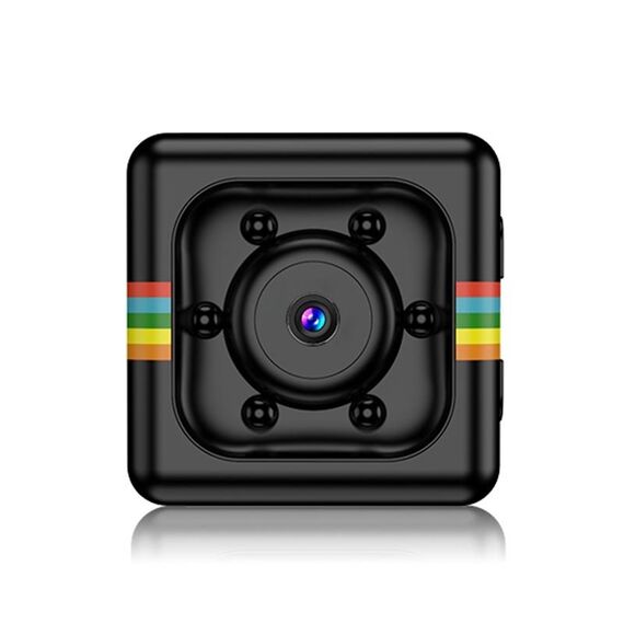 SQ11 MINI DV HD 480p 6 LED Sport Recorder Caliro con supporto, rilevamento del monitor di supporto e visione notturna IR e scheda TF (Black)