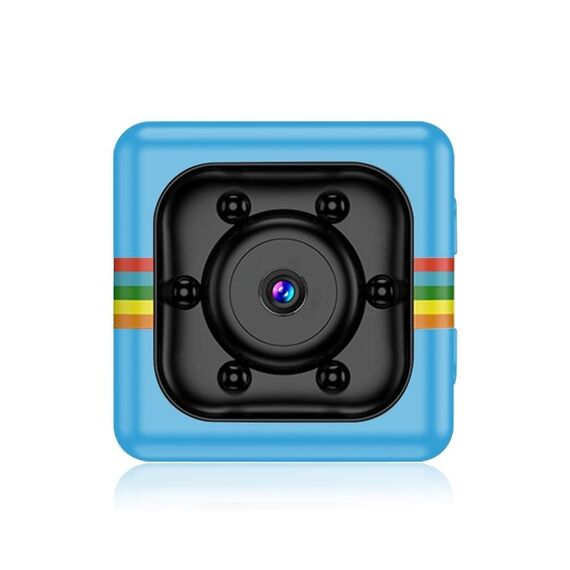 SQ11 MINI DV HD 480p 6 LED Sport Recorder Caliro con supporto, rilevamento del monitor di supporto e visione notturna IR e scheda TF (blu)