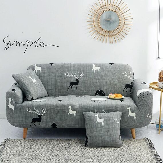 Tessuto alto elastico divano pigro tutto inclusivo, dimensioni: 3 persone (nuvola di vento grigio)