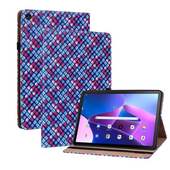 Per Lenovo Tab M10 Plus 10.6 3a Gen. Casetto in pelle Weave Color Weave con supporto (blu)