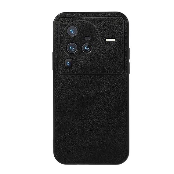 Per Vivo X80 Pro Accurate Hole Accurate Twolor Litchi Texture PU Telefono (Black)