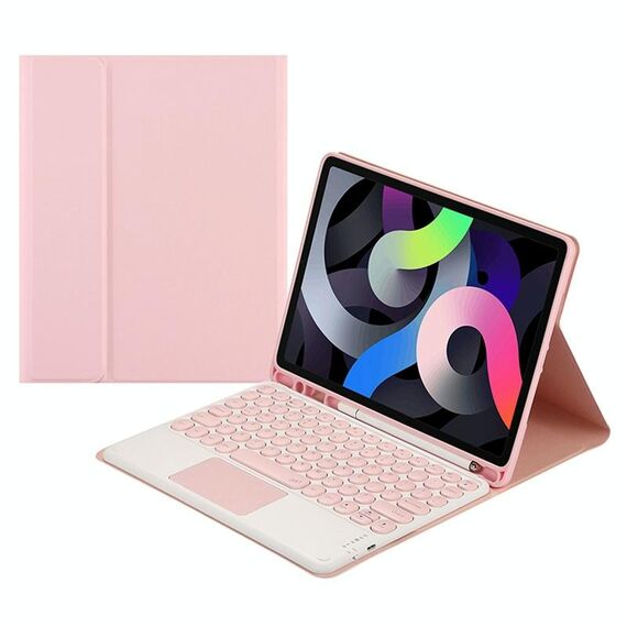 Custodia in pelle tastiera bluetooth rotonda con slot a penna e touchpad per Samsung Galaxy Tab S6 Lite (tastiera rosa+rosa)