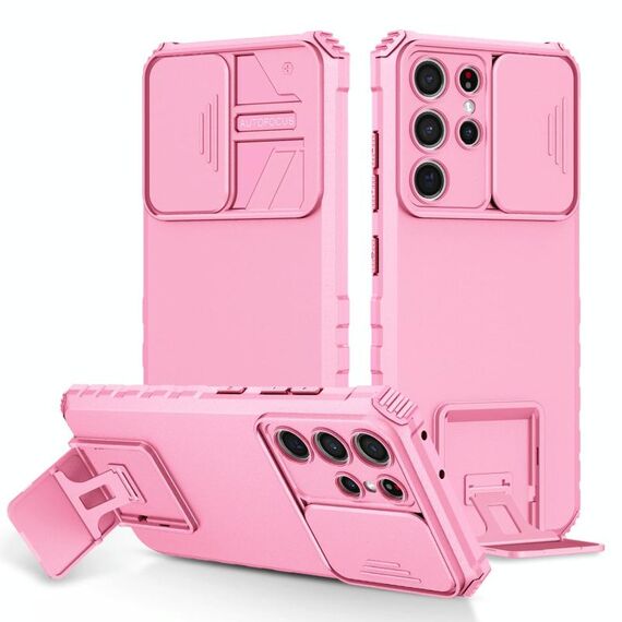 Per Samsung Galaxy S21 Ultra 5G Solto stereoscopico Custodia per telefono a camshield (rosa)