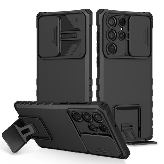 Per Samsung Galaxy S22 Ultra 5G Solto stereoscopico Custodia per telefono a camshield (nero)
