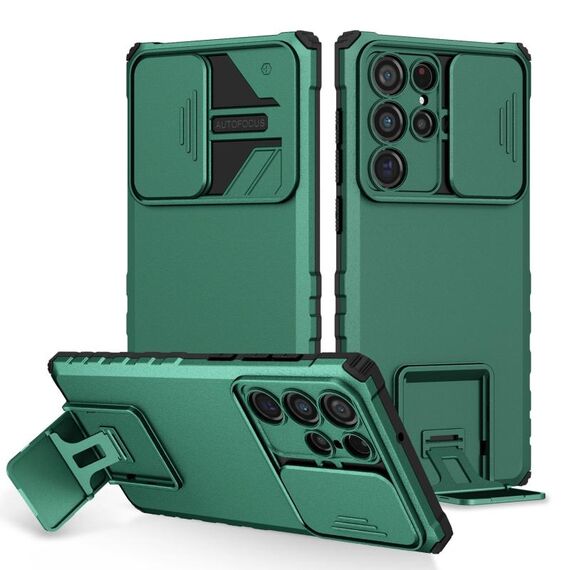 Per Samsung Galaxy S22 Ultra 5G Solto stereoscopico Custodia per telefono a camshield (verde)