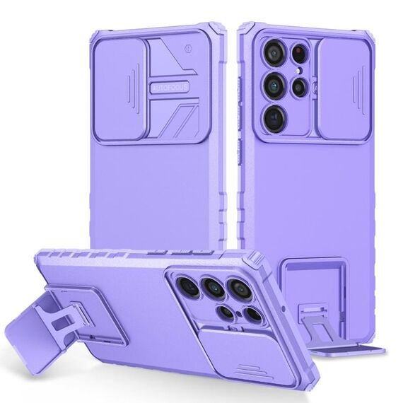 Per Samsung Galaxy S22 Ultra 5G Solto stereoscopico Custodia per telefono a camshield (viola)