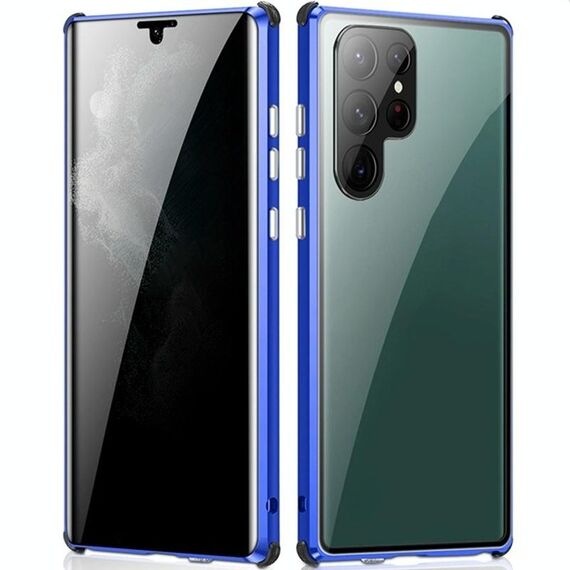 Per Samsung Galaxy S22 Ultra 5G Custodia a doppia faccia in vetro a doppia faccia a doppia faccia (blu)