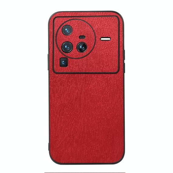 Per Vivo X80 Pro Wood Texture PU Case telefonico (rosso)