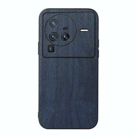 Per Vivo X80 Pro Wood Texture PU Custodia (blu)