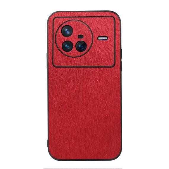 Per Vivo X80 Texture Wood Texture PU Custode (rosso)