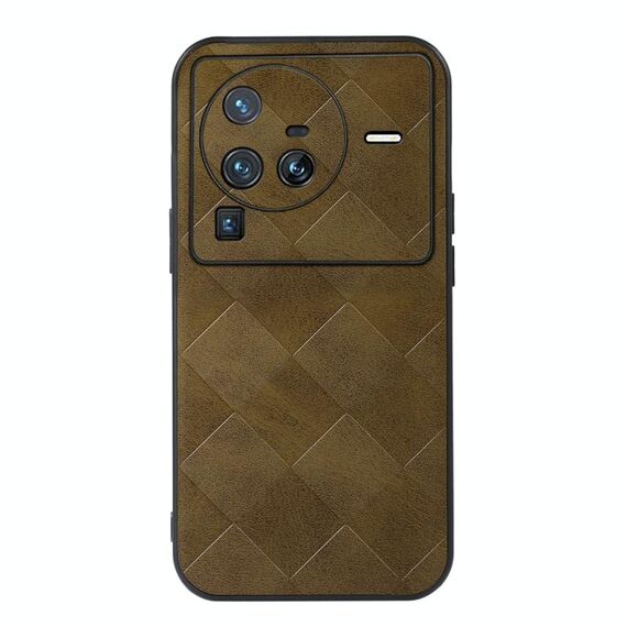 Per Vivo X80 Pro Weave Plaid PU Phone Case (verde)