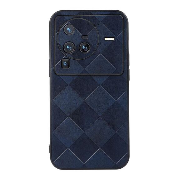 Per Vivo X80 Pro Weave Plaid PU Phone Case (blu)