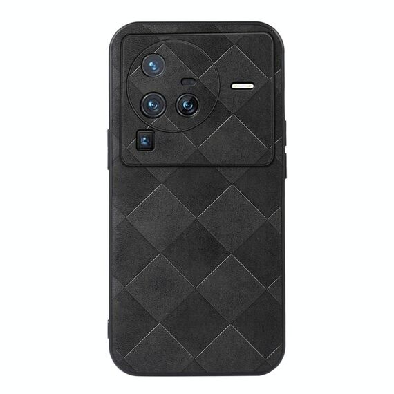 Per Vivo X80 Pro Weave Plaid PU Phone Case (nero)