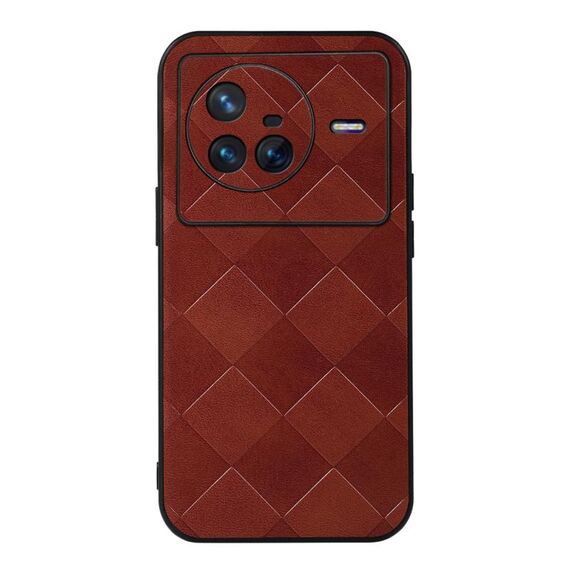 Per Vivo X80 Weave Plaid PU Case (Brown)