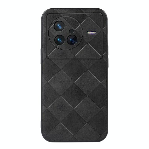 Per Vivo X80 Weave Plaid PU Case (nero)