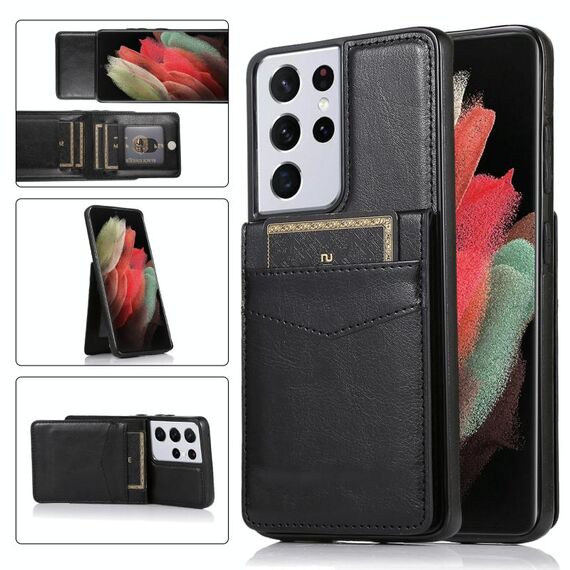 Per Samsung Galaxy S21 Ultra 5G Solid Color PC + Custodia protettiva TPU con slot per supporto e schede (nero)