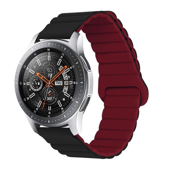 Per Xiaomi Haylou RT / RT2 / GST / GS / RS3 Cinturino in silicone magnetico con fibbia inversa universale (nero rosso vino)