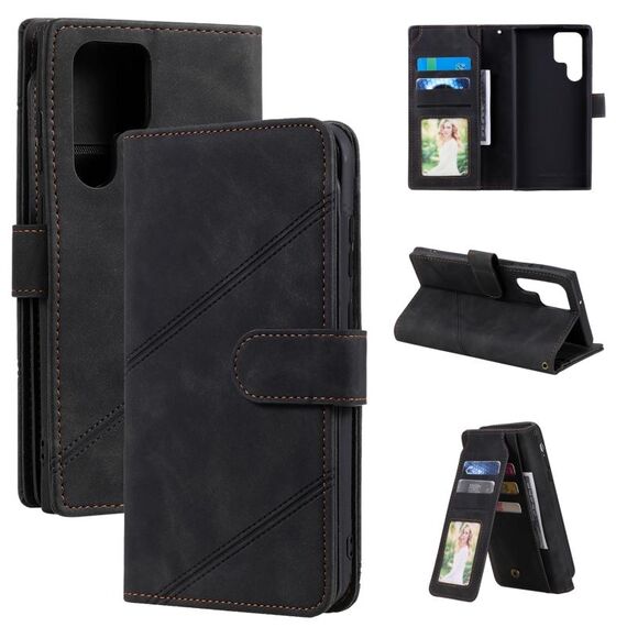 Per Samsung Galaxy S22 Ultra 5G Skin Feel Card Slot Pelle Telefono (Nero)