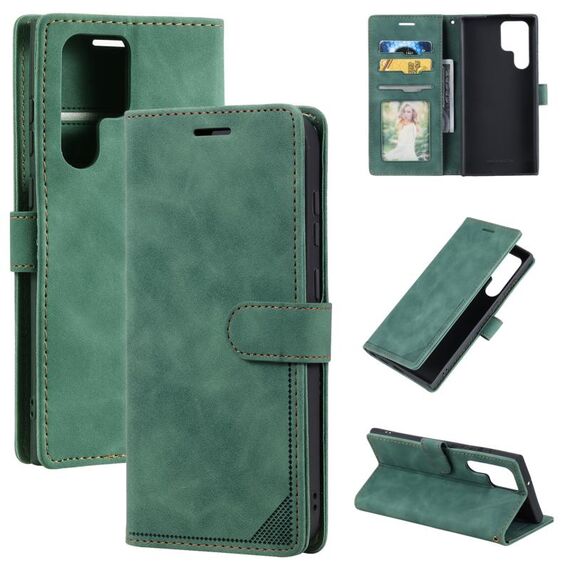 Per Samsung Galaxy S22 Ultra 5G Skin Sent Case di telefono in pelle antifurto (verde)