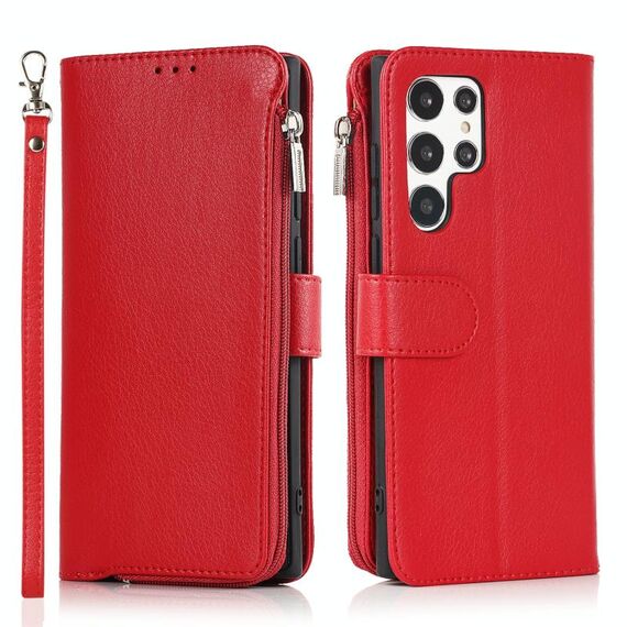 Per Samsung Galaxy S22 Ultra 5G Case in pelle a flip orizzontale in microfibra (rosso)