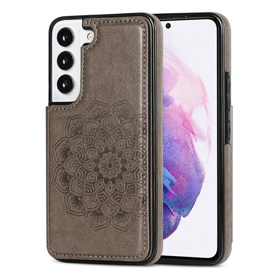 Per Samsung Galaxy S22+ 5G Doppio mandala PU+ TPU Case del telefono (grigio)