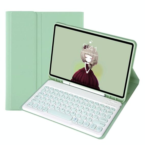 YA08B Candy Color Skin Feel Texture KeyCap Tastiera Bluetooth Custodia in pelle per Samsung Galaxy Tab A8 10.5 2021 SM-X200 / SM-X205 (verde chiaro)