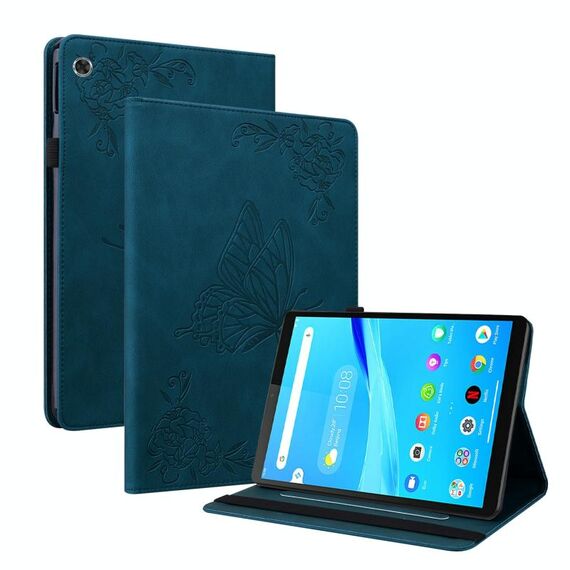 Per tabellino Lenovo M8 HD / M8 FHD Floro in pelle in rilievo in pelle (blu)