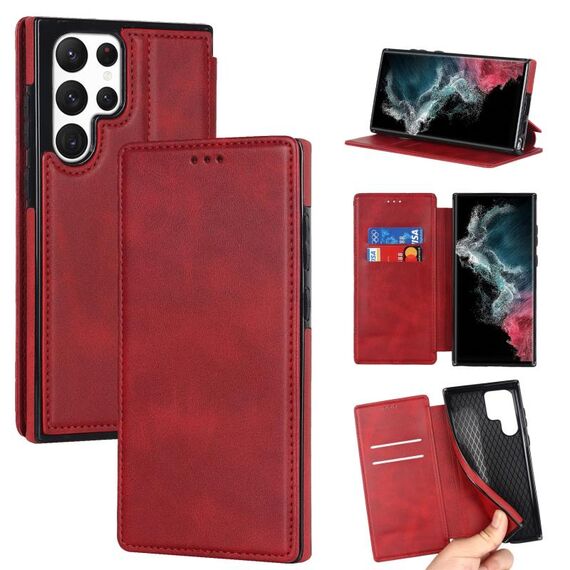 Per Samsung Galaxy S22 Ultra 5G Knight Magnetic Aspirazione Magnetica Custodia in pelle (Red)