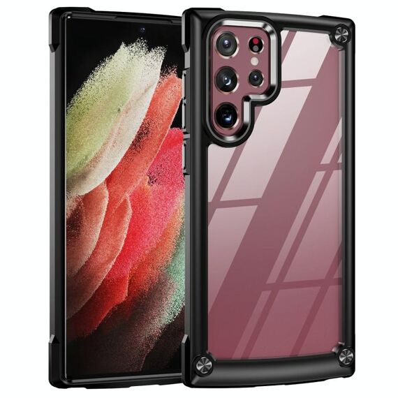 Per Samsung Galaxy S22 Ultra 5G TPU + PC PCETTIONE PELLE DI PROTEZIONE (NERO)