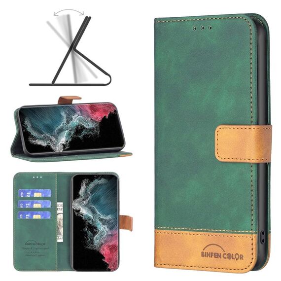 Per Samsung Galaxy S22 Ultra 5G BF11 Color Matching Skin Ceeline Telefono in pelle (verde)