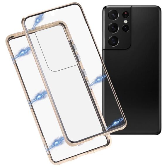 Per Samsung Galaxy S21 Ultra 5G HD Magnetic Metal Temped Glass Case (oro)
