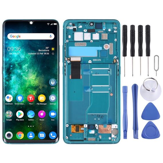 Schermo LCD originale per digitalizzatore TCL 10 Pro Assemblaggio completo con cornice (verde)