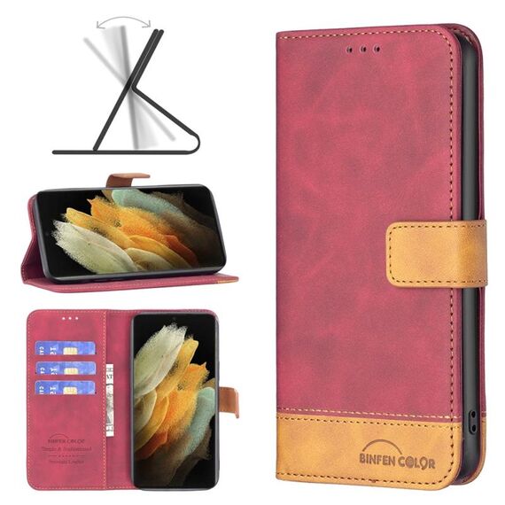 Per Samsung Galaxy S21 Ultra 5G BF11 Color Matching Skin Tenere in pelle Custodia (Red)