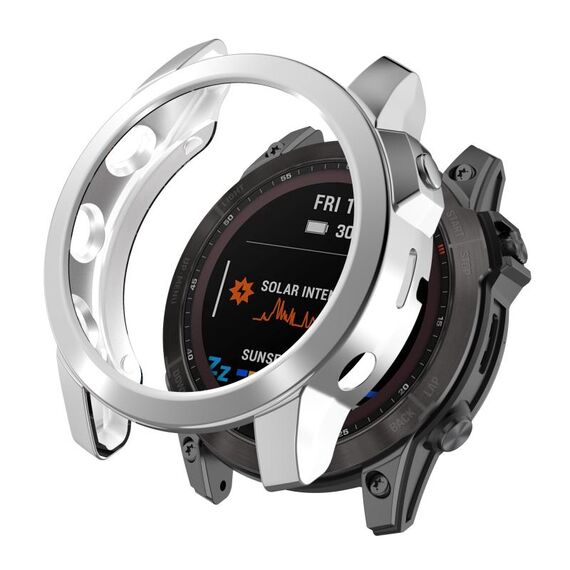 Per Garmin Fenix 7 TPU Half Pack Scack Electroplating Watch Case (argento)
