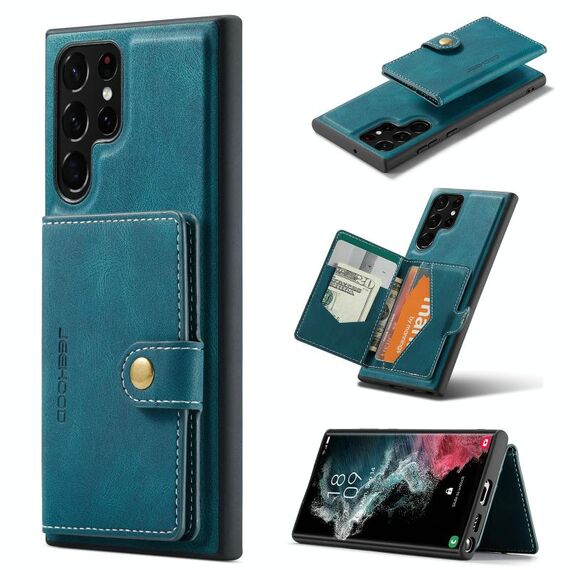 Per Samsung Galaxy S22 Ultra Jeehood Retro Magnetic DetaClable Telefono (blu)
