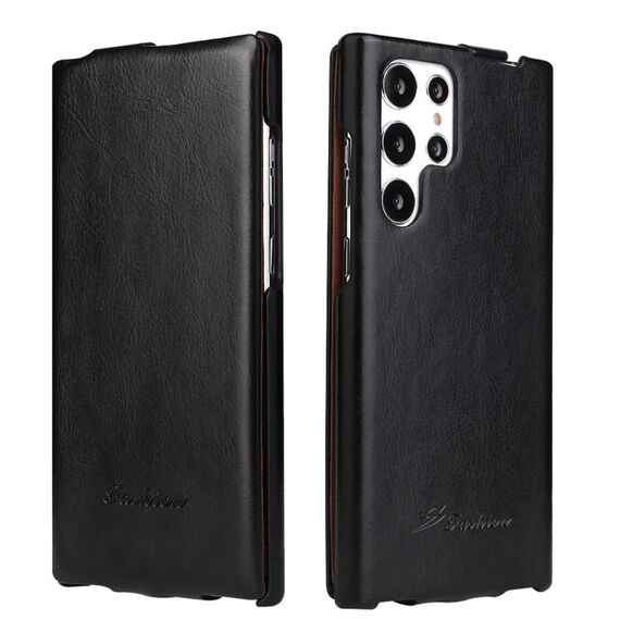 Per Samsung Galaxy S22 Ultra 5G Fierre Shann 64 Texture Vertical Flip Pu Leather Telefono (nero)