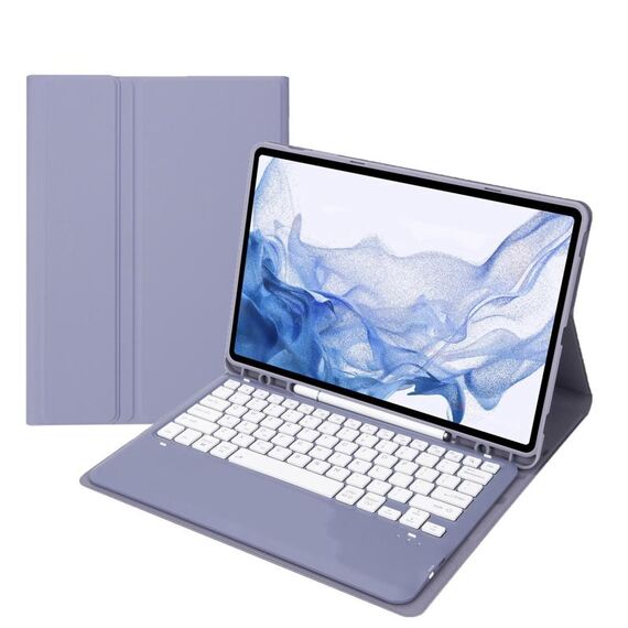 Custodia da tavoletta tablet bluetooth slot a penna t800b per Samsung Galaxy Tab S8+/S7+/S7 FE (viola)